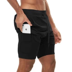 Men's Running Shorts 2 In 1 Fitness Sport Workout Training Shorts Breathable Quick Dry Double Layer Summer Beach Gym Shorts Men