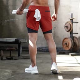Men's Running Shorts 2 In 1 Fitness Sport Workout Training Shorts Breathable Quick Dry Double Layer Summer Beach Gym Shorts Men