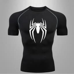 Spider Men Sports Rashgard Short Sleeves T Shirt Print Compression Running Workout Bodybuilding Quick-Dry T-Shirts