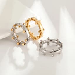Simple Stainless Steel PVD Plated Gold Non Fading Ring Low Allergy Waterproof Jewelry Suitable for Women's Gifts
