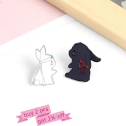 The Untamed Enamel Pin Black White Rabbit Brooch Bag Clothes Lapel Pin Badge BL TV Cartoon Animal Jewelry Gift for Best Friends
