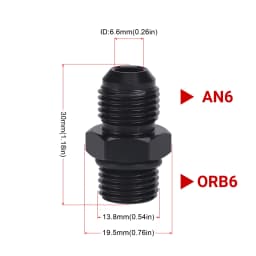 Male Adapter Fitting Black ORB-6 ORB-8 ORB-10 O-ring Boss to AN6 6AN AN8 8AN AN10 10AN 6061-T6 Aluminum Car Flare Fitting Black