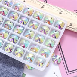 7 Sizes Round Resin Sew on Rhinestone Crystal AB Silver Flatback Sewing Stone Strass for Clothing Accessories Shoes
