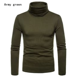 Autumn Winter Mens Turtleneck Sweaters Casual Thermal Long Sleeve Slim Fit Pullovers Stretch Basic Tops Sweatshirt Jumper TShirt