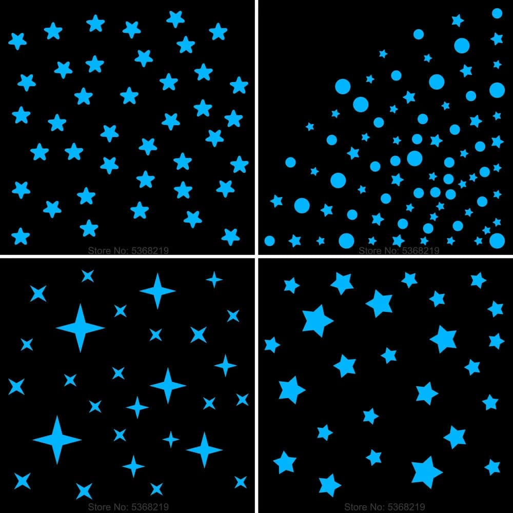 Luminous Stars Wall Stickers Glow in the Dark Moon/Heart/Round Decal for Kids Room Children Bedroom Store Hotel DIY Decoration