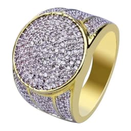 Milangirl Punk Full Zircon Puffed Marine Micro Paved Stone Rings For Men Hip Hop Iced Out Geometry Ring Cool Male Jewelry