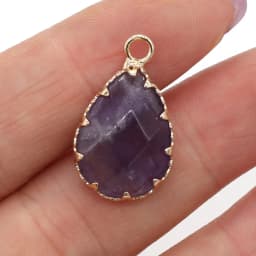 Natural Stone Faceted Amethysts Pendants Water drop shape Charms for Jewelry Making Diy earring necklace accessories Size14x23mm