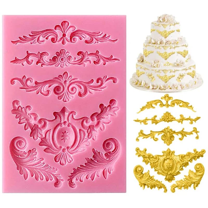 Relief Pattern Fondant Cake Silicone Mold Mousse Chocolate Cake DIY Pastry Decoration Mold
