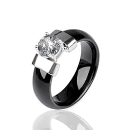 Fashion 2 Layers Black White Ceramic Crystal Wedding Rings For Women Wedding Jewelry Stainless Steel Rhinestone Engagement Gifts