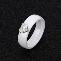 Fashion 2 Layers Black White Ceramic Crystal Wedding Rings For Women Wedding Jewelry Stainless Steel Rhinestone Engagement Gifts