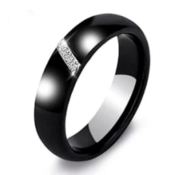 Fashion 2 Layers Black White Ceramic Crystal Wedding Rings For Women Wedding Jewelry Stainless Steel Rhinestone Engagement Gifts