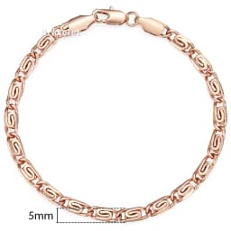 Bracelets for Women Men 585 Rose Gold Color Copper Curb Cuban Snail Link Chain Bracelet On Hand Jewelry Gifts 18cm-23cm GBB1