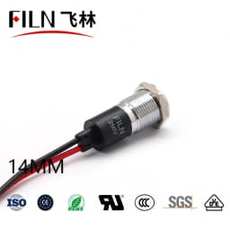 FILN Metal 14mm 12v 24v 220v 110v High Quality Signal Lights for Distribution Box Led Indicator Lights with Wire