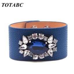 TOTABC New Charm Leather Bracelet Rhinestone Contracted And Generous Fashion Jewelry Bracelet & Bangles Pulsera