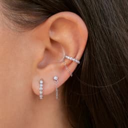 Plated 24K Gold Crystal Flower Clip Earrings Water Drop With Dangling Chain Earrings For Women Cartilage Ear Cuff Jewelry