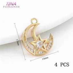 Gold Color Plated Brass and Zircon Moon charm pendant European fashion handmade beaded necklace pendant accessories