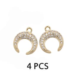Gold Color Plated Brass and Zircon Moon charm pendant European fashion handmade beaded necklace pendant accessories