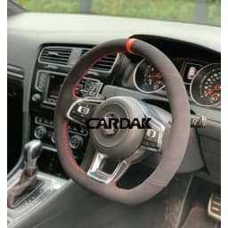 CARDAK Black Suede Leather Car Steering Wheel Cover for Volkswagen Golf 7 MK7 GTI R VW Polo Scirocco 2015 2016