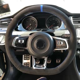 CARDAK Black Suede Leather Car Steering Wheel Cover for Volkswagen Golf 7 MK7 GTI R VW Polo Scirocco 2015 2016