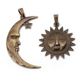 2pcs Antique Silver/Bronze Large Sun Moon Charms Pendant For Handmade Necklace Jewery Findings Making
