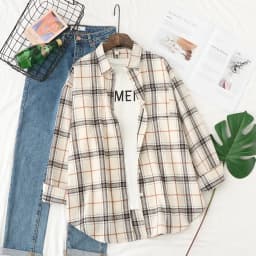 Elegant Design Style Plaid Shirt Women 2026 New Spring Autumn Casual Womens Blouses and Tops Ladies Loose Long Sleeve Blouse