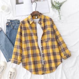Elegant Design Style Plaid Shirt Women 2026 New Spring Autumn Casual Womens Blouses and Tops Ladies Loose Long Sleeve Blouse