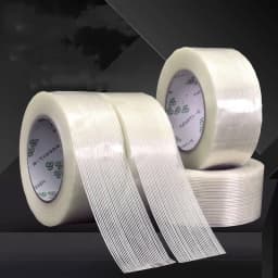 5mm-100mm 50M Strong Glass Fiber tape Transparent Striped Single Side Adhesive Tape Industrial Strapping Packaging Fixed Seal
