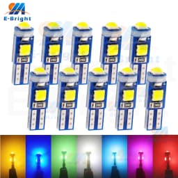 10PCS T5 W3W PCB 3030 3 Led Car Dashboard Bulbs Warming Instrument Lights Indicator 12V DC White Ice Blue Red Green Amber Pink