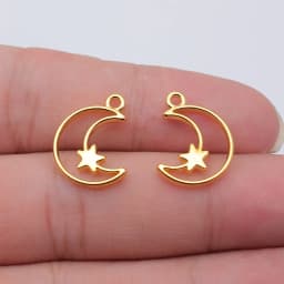 WYSIWYG 20pcs 16x14mm Trendy 6 Colors Hollow Moon Stars Charms Pendant For Jewelry Making DIY Jewelry Findings
