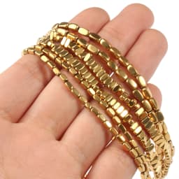 AAA+ Color Retention Gold-Plated Hematite Beads Natural Stone Round Cube Spacer Loose Beads for jewelry Making DIY Bracelet 15''