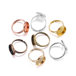 10Pcs/Lot 10-25mm Adjustable Blank Ring Base Dia Glass Cabochons Cameo Settings Tray Fit DIY Ring Jewelry Making Supplies