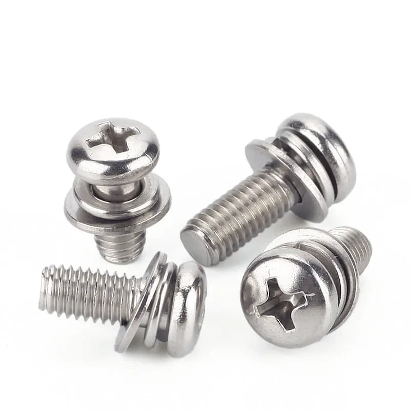 M1.6 M2 M2.5 M3 M4 M5 M6 M8 304 Stainless Steel Cross Round Phillips Pan Head SEM Screw Flat Washer Spring Gasket Assemble Bolt