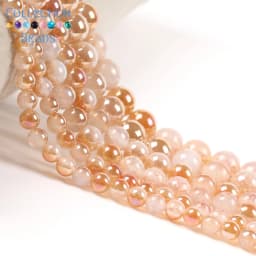 6/8/10mm Natural Stone Beads Champagne Gold Color Cracked Agates Round Spacer Beads For Jewelry Making DIY Bracelets Accessories