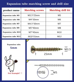 Yiqianyuan M6 Wall Plastic Wall Anchor Bolts Expansion Pipe Column Concrete Wall Plug Frame Fixings Tube Yellow