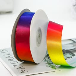 22meter/roll Rainbow High Density Gradient Polyester Colorful Ribbon DIY Material Baking Packaging Clothes Headwear Decorative