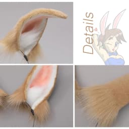 Bunny Ears Realistic Furry Headband Plush Animal Tail Cosplay Props Women Carnival Party Fancy Dress Halloween Costume Accessory