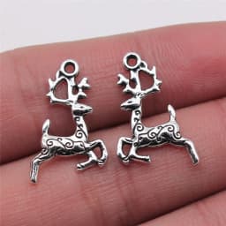 10pcs Charms Christmas Deer Antique Bronze Silver Color Pendants Making DIY Handmade Tibetan Silver Color Jewelry