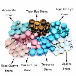 2pcs Organic Stone Ear Plugs Tunnels Single Flare Piercings Oreja Earrings Gauges Round Helix Lobe Labret Stretcher Body Jewelry