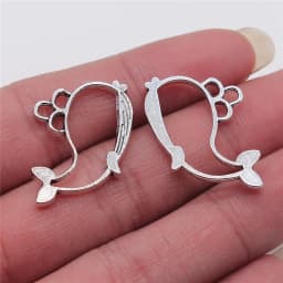 10pcs Hollow Whale Charms Antique Silver Color Pendants DIY Crafts Making Findings Handmade Tibetan Jewelry For Jewelry Making