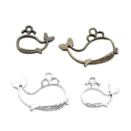 10pcs Hollow Whale Charms Antique Silver Color Pendants DIY Crafts Making Findings Handmade Tibetan Jewelry For Jewelry Making
