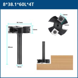 XCAN Milling Cutter 4-Flute Spoilboard Surfacing Router Bits 8 12mm Shank Wood Planer Bit Insert Carbide Slab Flattening Bit