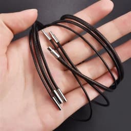 45-60cm Leather Chain Necklace For Women Men Leather Cord Wax Rope Chain Stainless Steel Clasp DIY Necklace Jewelry Accessories
