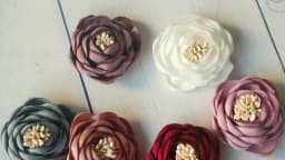 10PCS/Lot 3.5CM Handmade Rose Fabric Artificial Flowers For Hats Dress Decoration Hair Accessories