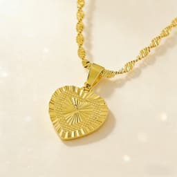 24k Gold-Plated Necklace, Heart-Shaped Gold-Plated Necklace, Wedding And Birthday Gift For Women