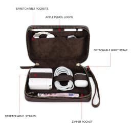 Genuine Leather Portable USB Data Cable Storage Bag Earphone Case Electronic Accessories Gadgets Digital Organizer Box Pouch