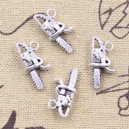 15pcs Charms Tools Saw Chainsaw 10x20x6mm Antique Silver Color Pendants DIY Crafts Making Findings Handmade Tibetan Jewelry