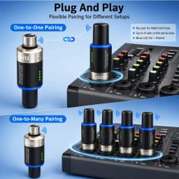 JOYO MW-1 5.8Ghz Wireless Mic System 4 Channels 5Ms Latency Plug and Play Wireless Microphone Receiver for XLR Dynamic Mics