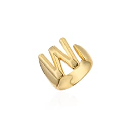 Hollow A-Z Letter Gold Color Metal Adjustable Opening Ring Initials Name Alphabet Female Party Chunky Wide Trendy Jewelry