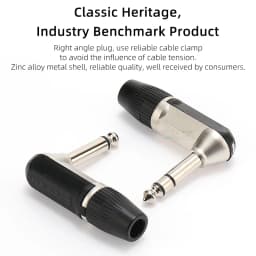 Neutrik's REAN Jack 6.35 TS TRS 90 ° L-shaped Right Angle Plug Stereo / Mono 2 3 Pole 6.5 1/4 Microphone Guitar Audio NYS207 208
