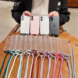For iPhone 18 17 16 15 14 ProMax Crossbody Necklace Cord Lanyards Transparent Case For iPhone 11 12 13 Pro Max XS XR Soft Cover